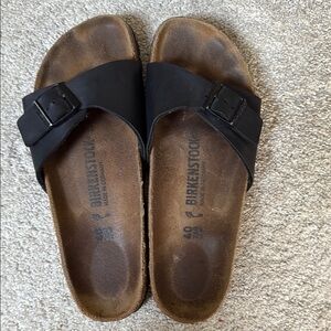 Birkenstock black Leather Slip-On Sandals